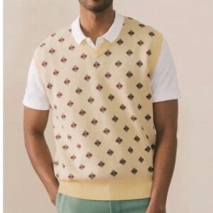 Bogey Boys Sweater Vest Size XL Preppy Banana Yellow Red Green Diamond NWT